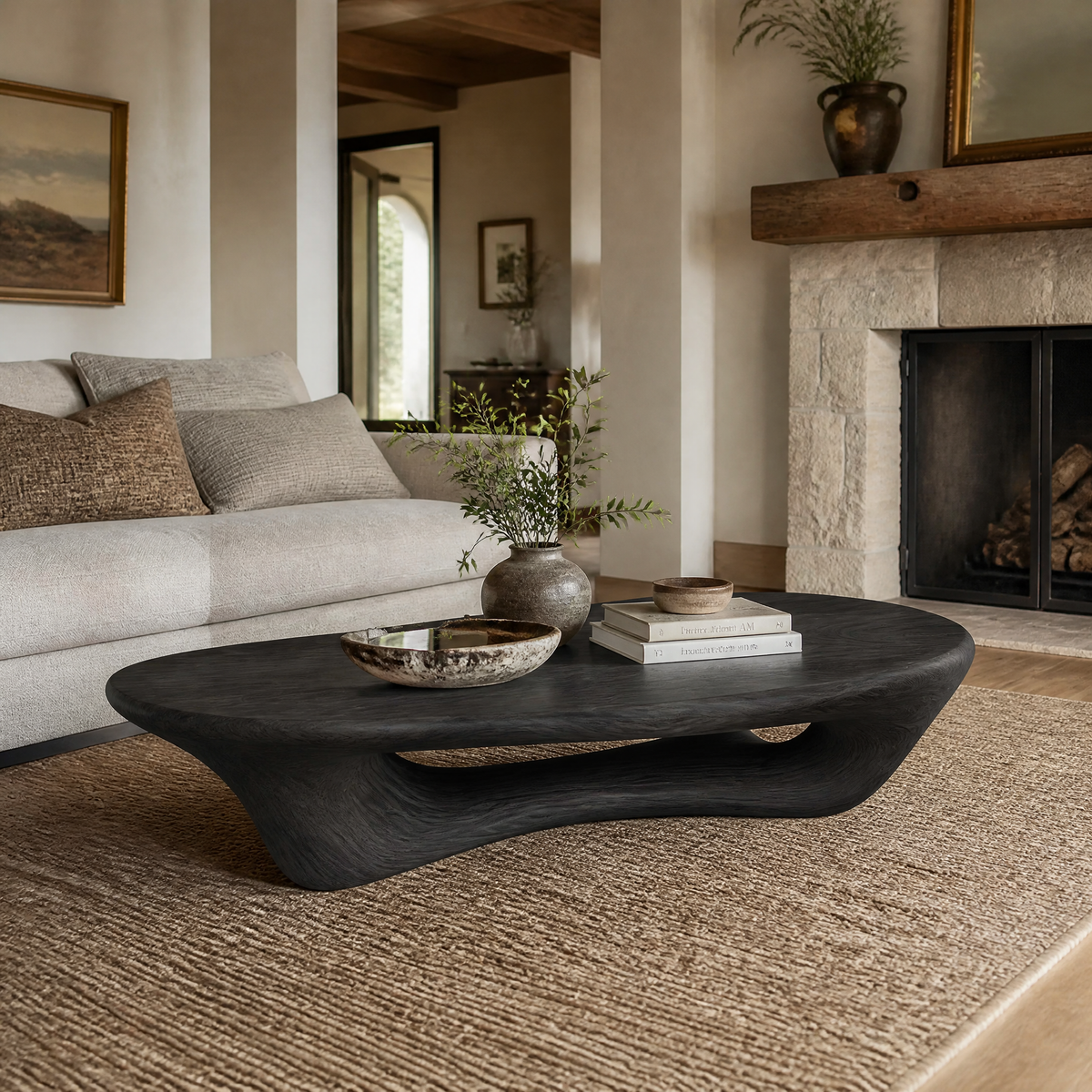 Valthera Sculpted Solid Wood Coffee Table