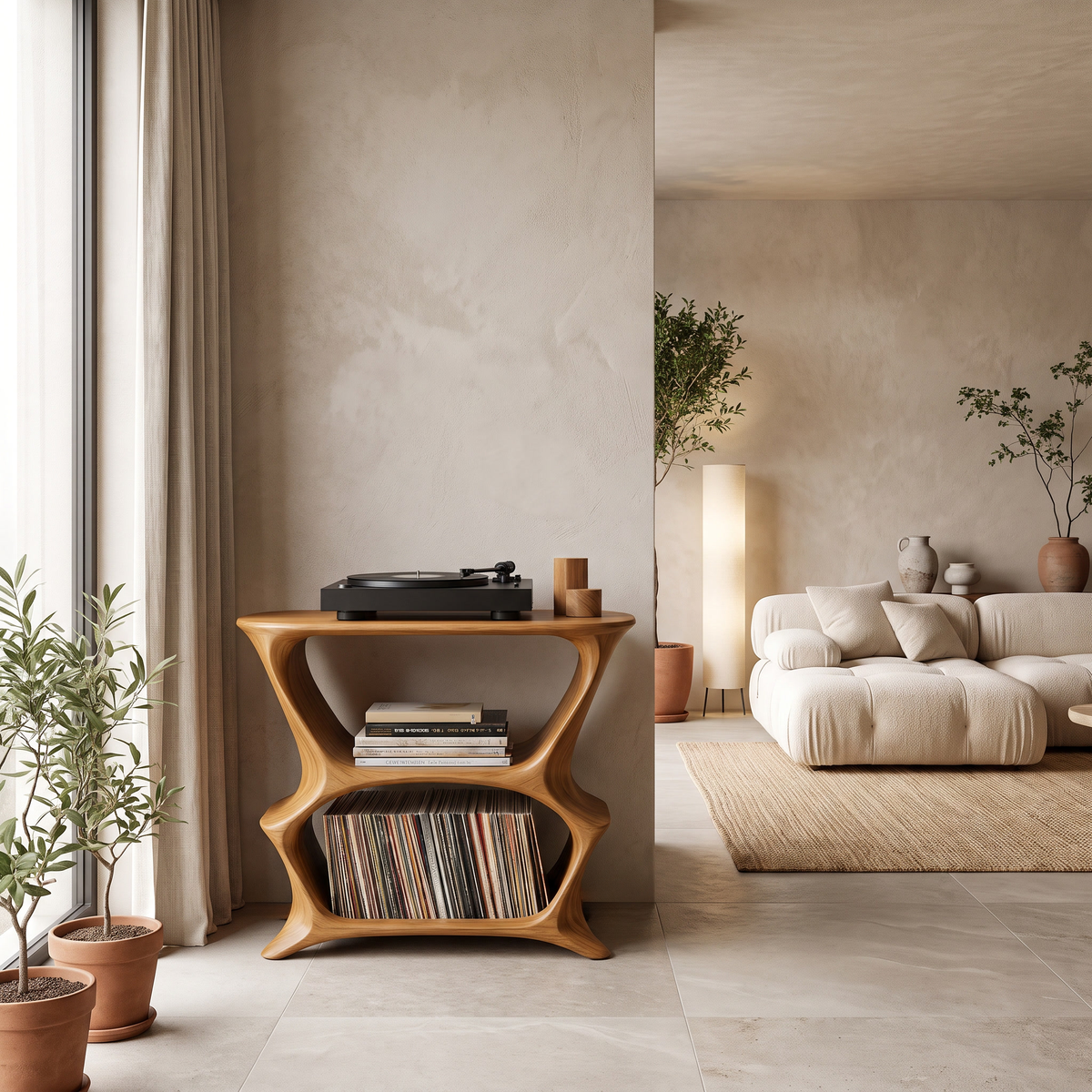 Velnora Handcrafted Solid Wood Record Player Stand